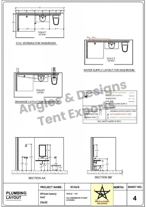12x24 Tent Plumbing Layout